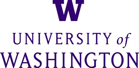 the university of washington logo is shown in purple and black on an ...