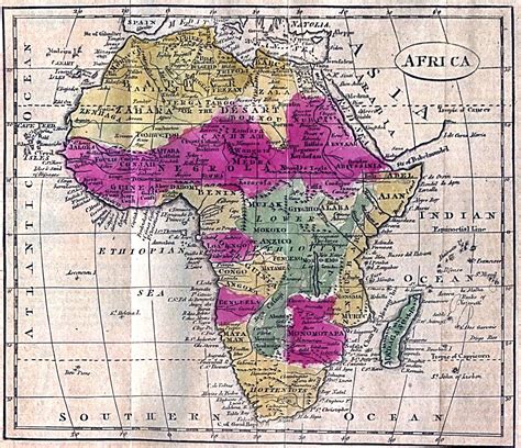 Africa 1808. From Brookes, R., The General Gazetteer, or Compendious ...