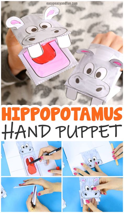 Hippopotamus Puppet Printable Template - Easy Peasy and Fun