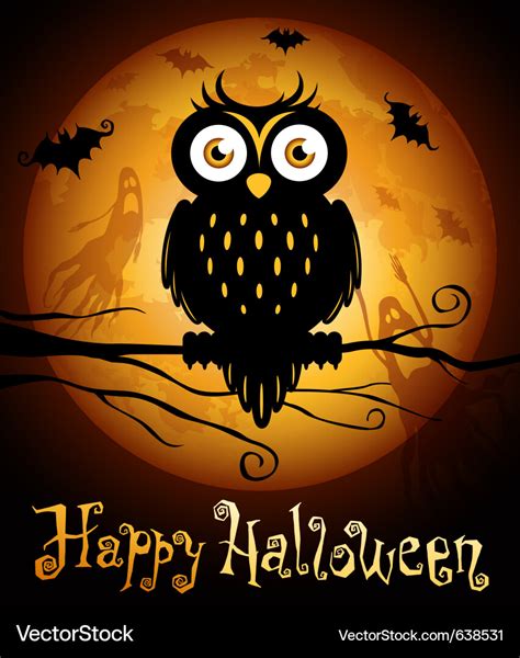 Halloween owl silhouette Royalty Free Vector Image