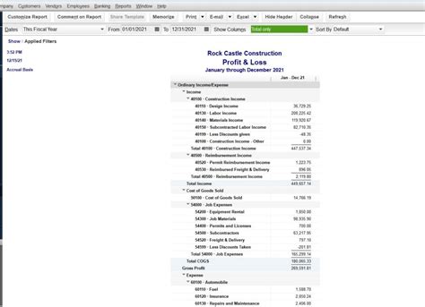 Quickbooks Profit And Loss By Month Financial Statement | Alayneabrahams