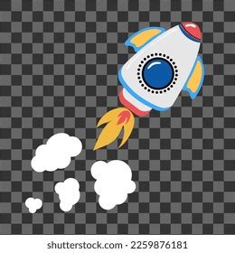 Cartoon Spaceship Rocket Take Off Isolated Stock Vector (Royalty Free ...