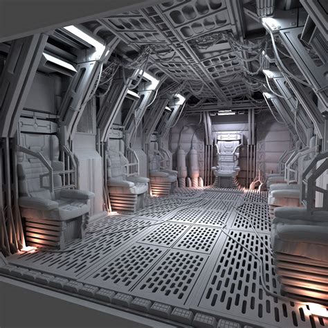 the interior of a sci - fi space station is shown in this 3d rendering ...