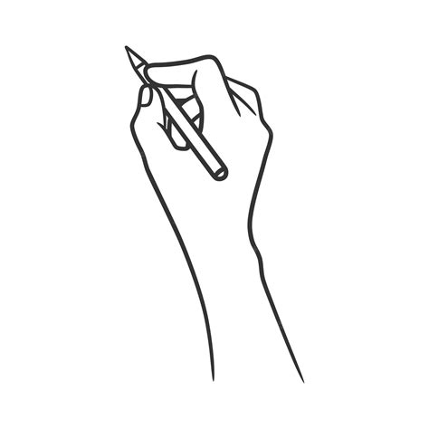 Premium Vector | Line art illustration of hand holding pen and writing ...