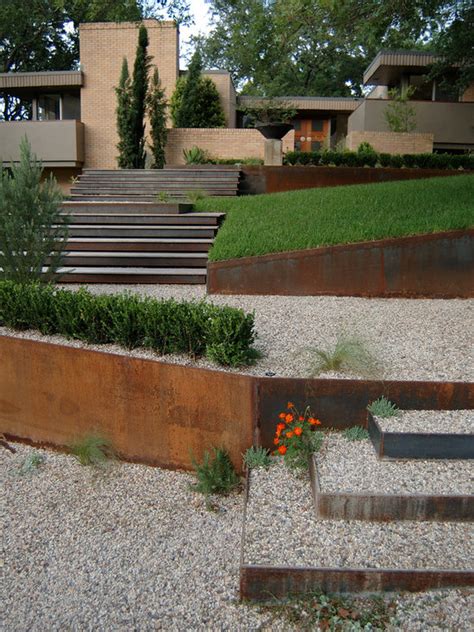 Corten Steel Retaining Wall | Houzz