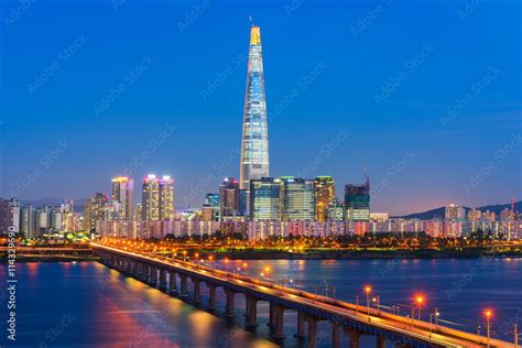 Seoul City Skyline at Han river Seoul, South korea Stock Photo | Adobe ...