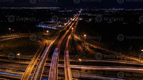 over Road city highway at night - Bird eye viwe - drone -Top view ...