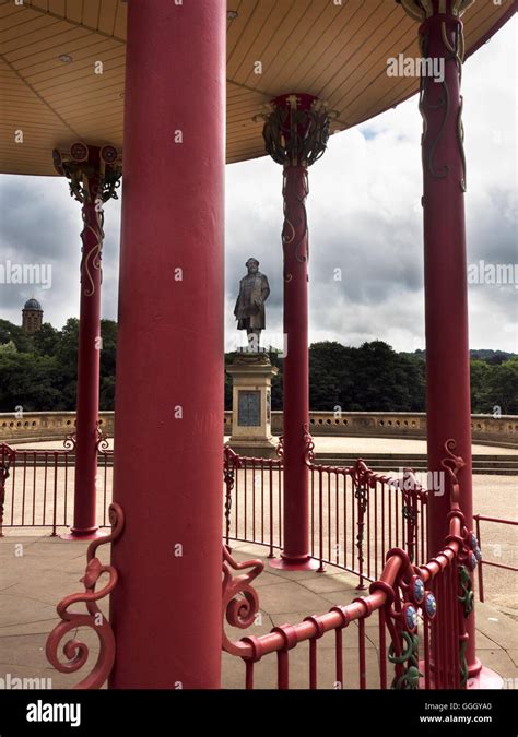 Titus Salt Statue from the Bandstand in Roberst Park Saltaire West ...