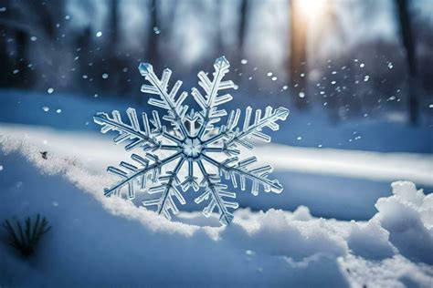 AI generated a snowflake is shown in the snow 35706306 Stock Photo at ...