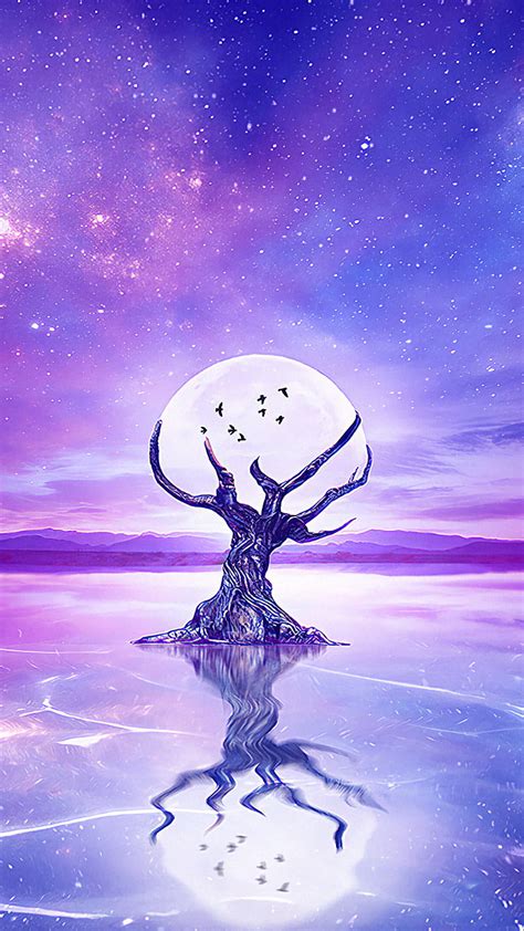 Moon, Night, Sky, Landscape, Scenery, Digital Art, phone , , Background ...