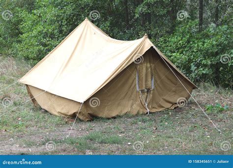 Old Canvas Tent in Tourist Camp Stock Image - Image of picnic ...