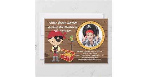 Pirate Ahoy Mates Boy Photo Birthday Party Invitation | Zazzle