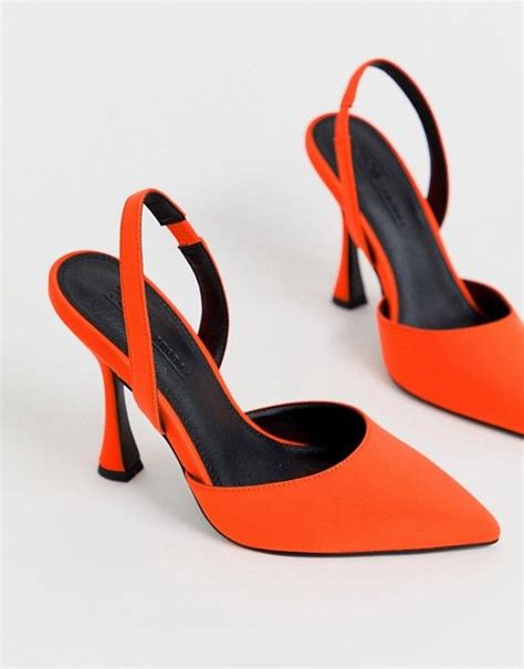 ASOS DESIGN Pitcher sling back heels in neon orange | ASOS | Heels ...