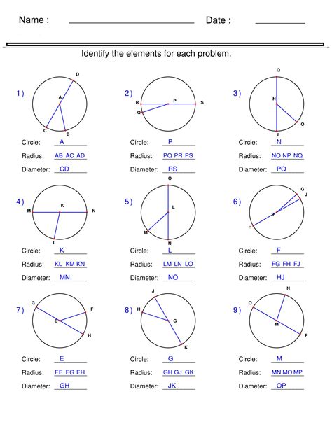 Identify Circle, Radius, and Diameter - Circle Worksheets | Made By ...