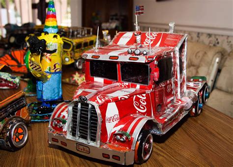 Steven Spittka made this truck from soda cans. He has made hundreds of ...