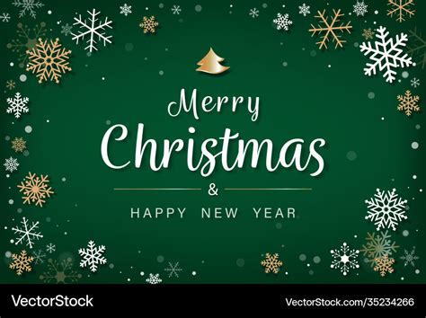 Merry christmas and happy new year on green bg Vector Image