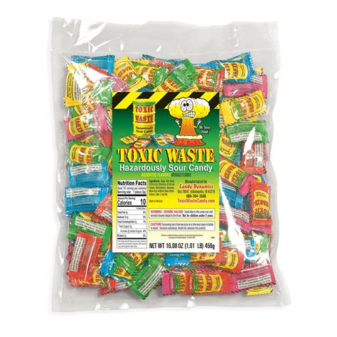 Toxic Waste 1lb Assorted Sour Candy Bag - 5 Flavors: Apple, Watermelon ...