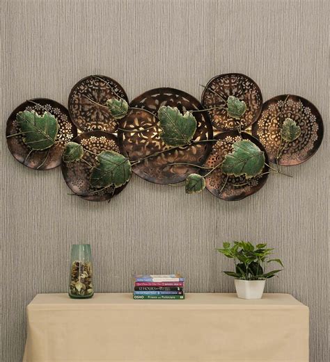 Buy Wrought Iron Decorative Leaf Wall Art With Led In Multicolour at 5% ...