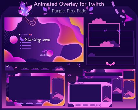 an animated overlay for twitch purple, pink and black screenshots