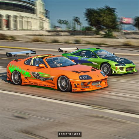 Brian's Orange Toyota Supra Digitally Races His 1995 Mitsubishi Eclipse ...