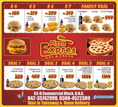 Pizza Express Restaurant in DHA Lahore - Menu, Timings, Contacts, Map