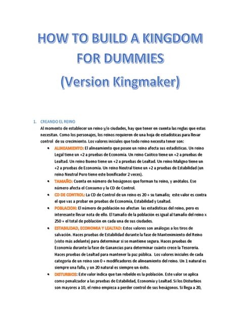 How To Build A Kingdom For Dummies v1.0 | PDF | Consumo (economía ...