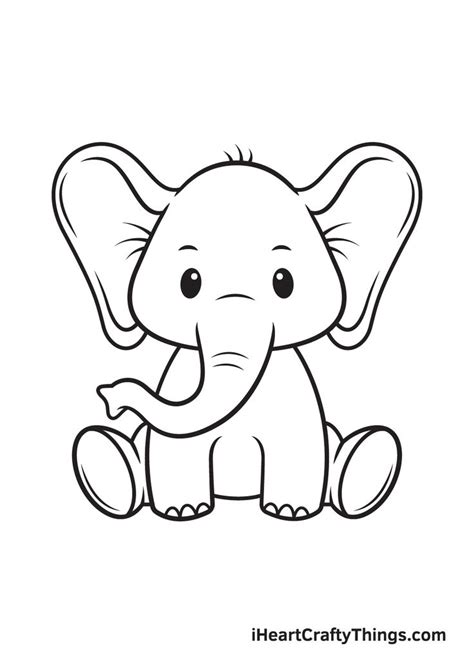 How to Draw an Elephant -Step by Step Guide | Cute elephant cartoon ...