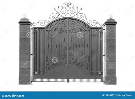 Wrought Iron Gate with Decor Stock Image - Image of isolated ...