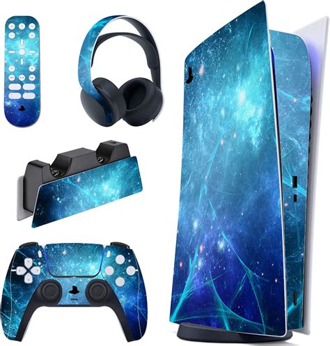 PlayVital Blue Nebula Full Set Skin Decal for ps5 Console Digital ...