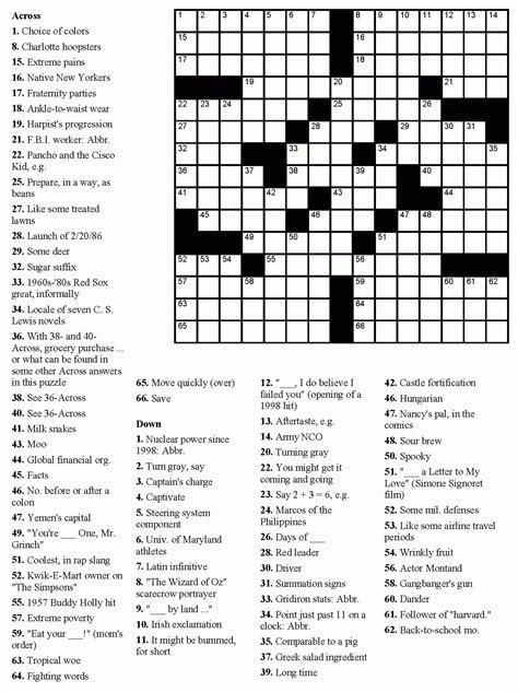 Crossword Puzzles Printable Hard