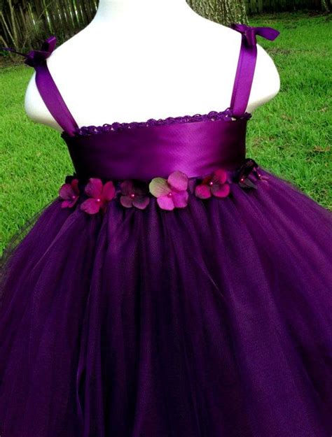 Items similar to Purple eggplant plum satin & tulle tutu dress, flower ...