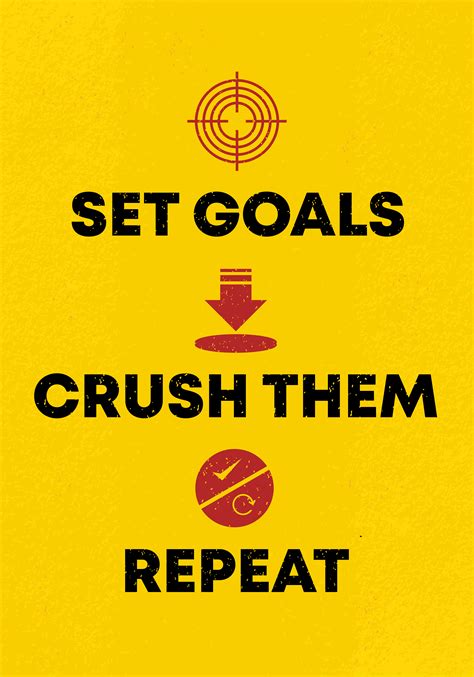 Positive motivational quotes poster template. Set goals, crush them ...