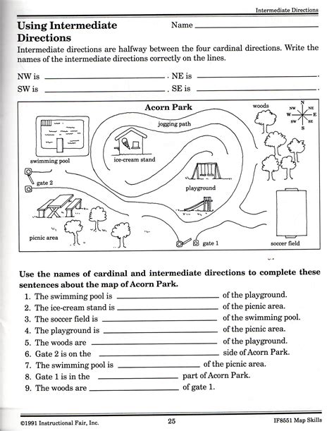 Cardinal And Intermediate Directions Worksheets