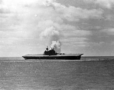 USS Yorktown during Battle of Midway, 4 June 1942 | Uss yorktown ...