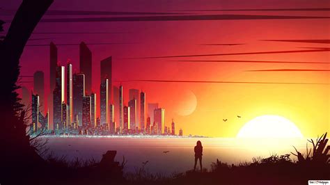 Cityscape Sunset 4K wallpaper download