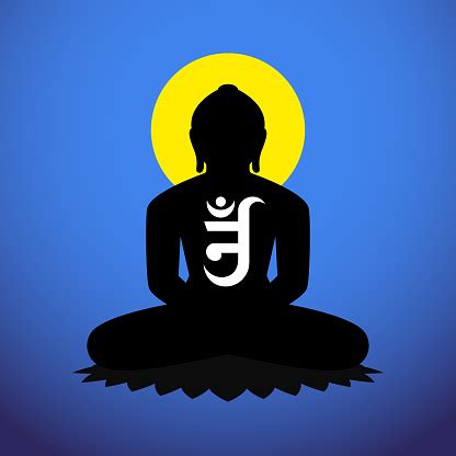 Silhouette Of Jain God With Aum Symbol Of Jainism Stock Illustration ...