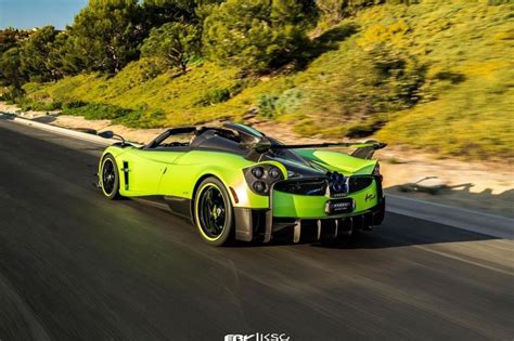 Green Pagani Huayra Roadster BC has a matching Zonda Cinque for company ...