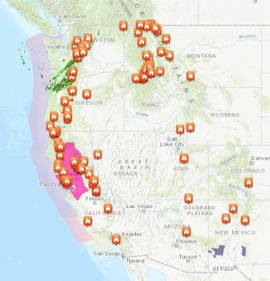 Map of Active Wildfires in the United States