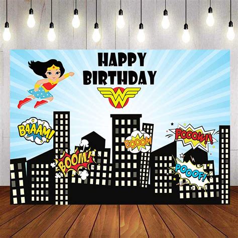 Wonder Woman Party Backdrop Girls Birthday Super Girl Birthday Party ...