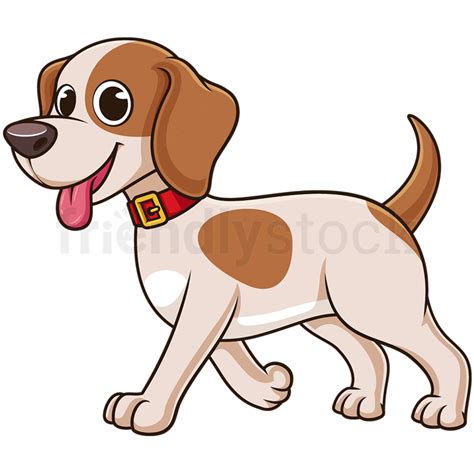 Cartoon Dog Walking Clipart Vector Illustration - FriendlyStock