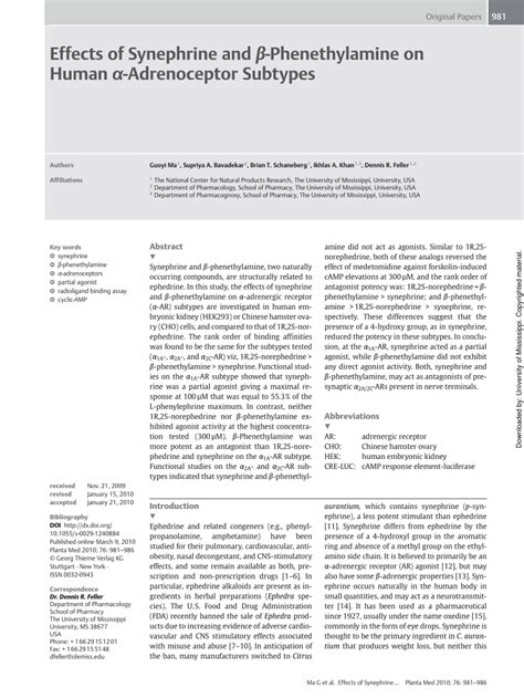 (PDF) Effects of Synephrine and β -Phenethylamine on Human α ...