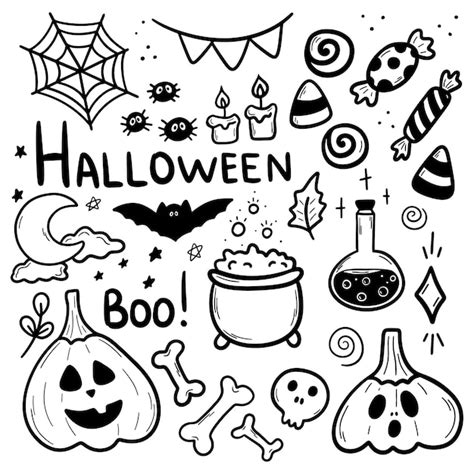 Premium Vector | Halloween vector doodles set Hand drawn illustration ...