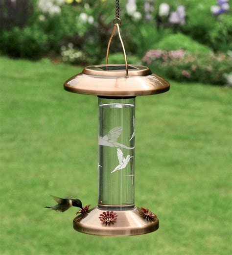 Solar-Powered Lighted Hummingbird Feeder | Wind and Weather