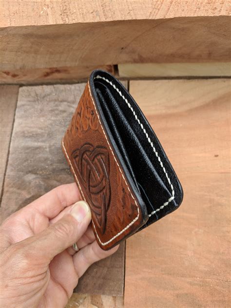 Mens Leather Wallet, Bifold Wallet with Celtic Trinity Knot and Celtic ...