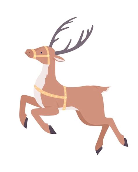 Premium Vector | Santa reindeer semi flat color vector character