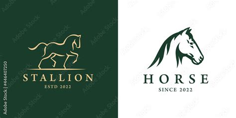 Elegant horse logo icons. Royal stallion symbol design. Equine stables ...