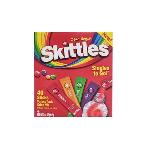 Skittles Sugar Free Singles To Go 40 Sticks Powdered Drink Mix, 3.52 ...