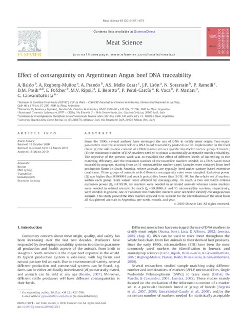 (PDF) Consanguinity Effects on Angus Beef DNA Traceability