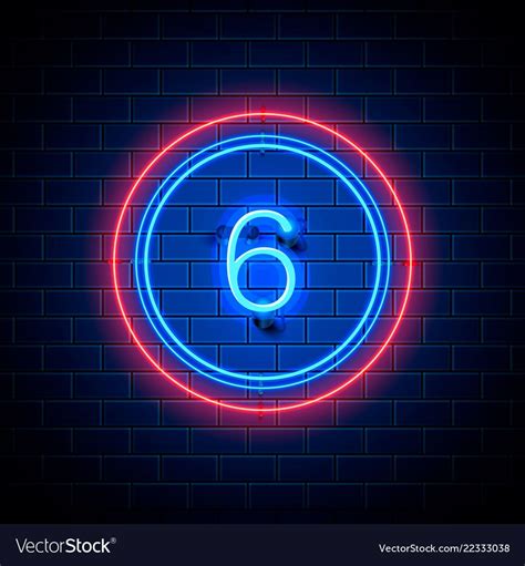 Neon city font sign number 6, signboard six. Vector illustration ...