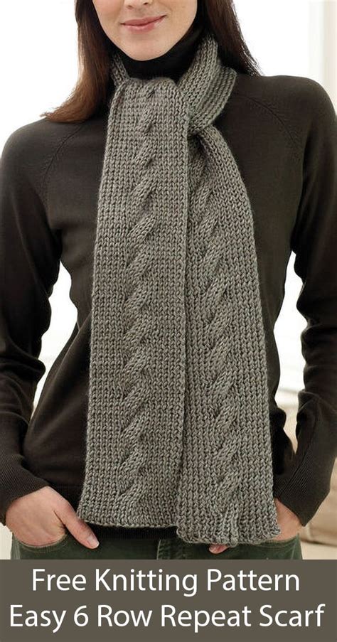 Free Knitting Pattern for Easy 6 Row Repeat Cable Scarf | Easy scarf ...